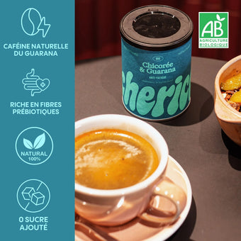 Chicorée & Guarana Bio pot 80g café instantanée sans caféine 